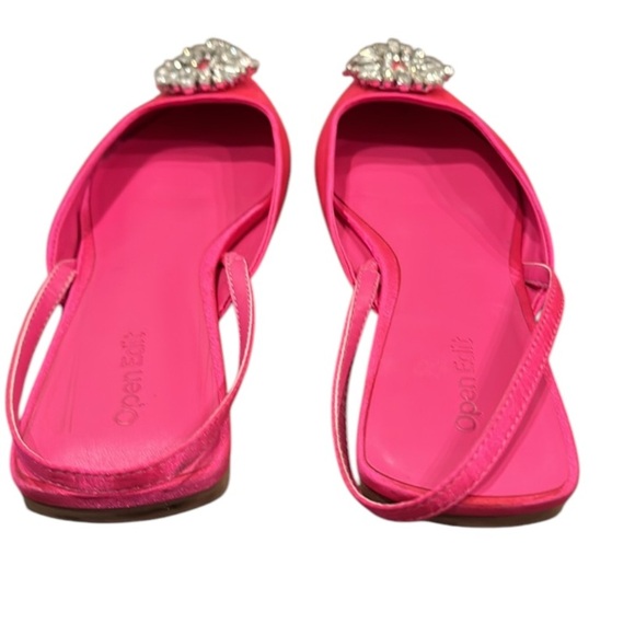 Open Edit Kendall Fuschia Pointy Crystal Embellished Slingback Flats Size - Picture 3 of 11